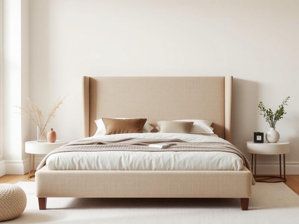 A styled bedroom featuring the Marlow upholstered bed